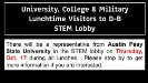 Austin Peay State University representative in the STEM Lobby during all lunches